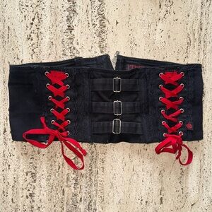 Tripp NYC Black and Red Lace-Up Corset Belt